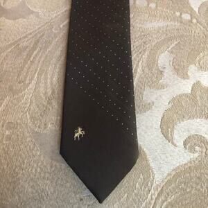 VTG Bronzini Tie Necktie Black with Geometric Dot Print Polyester‎ 3.25" Wide